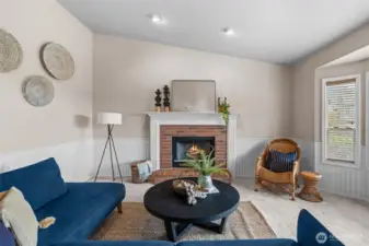 Beautiful mantle with brick hearth