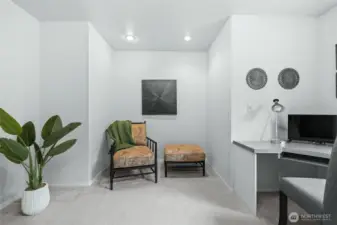 Office nook can fit a fold out sofa