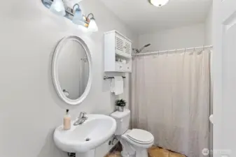 Full bathroom in basement.