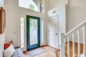 Large coat closet when you enter.  Light and bright.