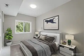 Virtually-Staged downstairs bedroom
