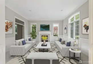 Virtually-Staged formal living room