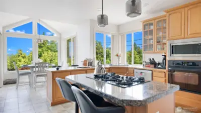 Bright and welcoming kitchen with top of the line appliances