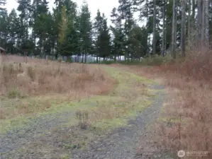 Private road meanders up the property