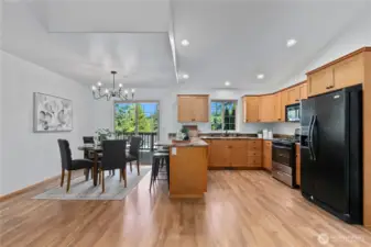 Spacious kitchen with slider to deck
