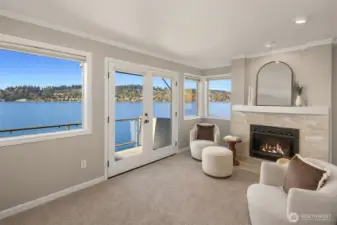 A cozy nook area with fireplace completes the primary suite.