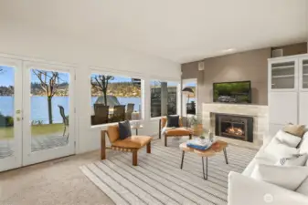 The lower level living room creates a great gathering space and opens out to your backyard retreat.