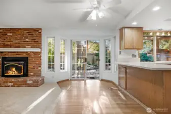 Kitchen eating space with slider to back patio