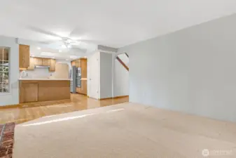 Additional living space looking back towards kitchen - Not staged