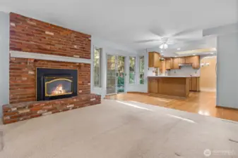Same living space looking back towards kitchen - Not staged