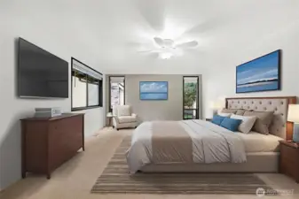 Incredible upstairs primary bedroom - Virtually staged