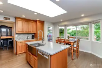 Completely remodeled kitchen with farm sink.