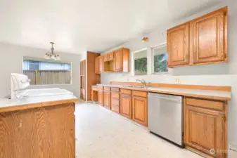 Spacious kitchen waiting for a remodel.