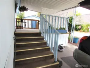 Stairs from parking area to Deck.