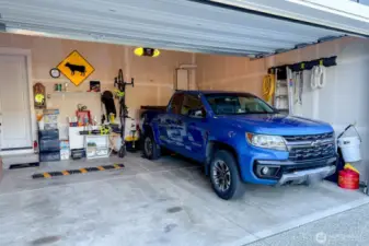 Spacious two car garage with generator hook up