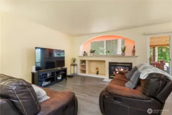 Comfortable living room with gas fireplace for those chilly nights.