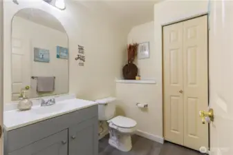 New vanity in the main bathroom. New LVP flooring in the bathrooms too!