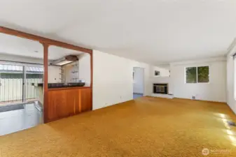 Living room...hardwood floors under carpet