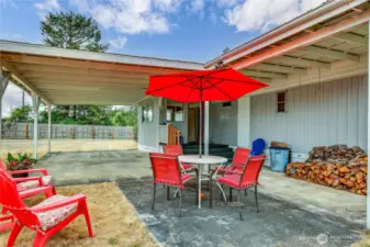 Carport and patio spaces.