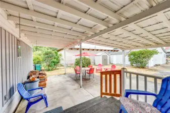 Covered entrance to the home and patio spaces.