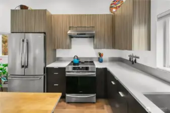 Cooktop can be converted to gas. The stub is there.  Owner prefered conduction.