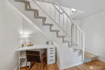 Under stair area perfect for a home office or extra storage.
