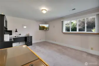 This large bedroom was used a the owner's home office and has views of the backyard.