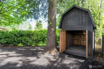 Outbuilding in backyard.