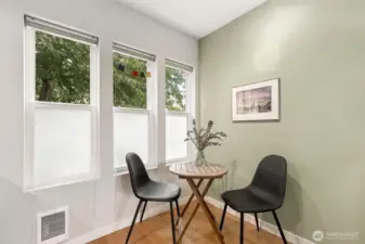 Lots of natural light throughout - East facing windows, with French doors directly across for West facing views