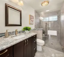 Main level fully upgraded 3/4 bath