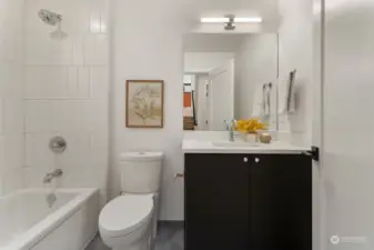 Photos of Model Home in the same project.  Shared upper bathroom.
