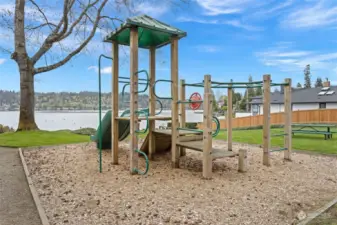 Play structure at private beach area