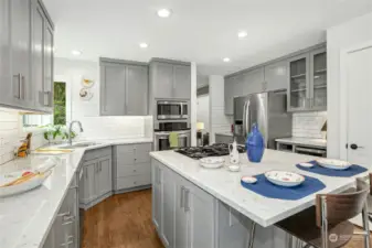 Fully remodeled kitchen with custom built cabinets and thoughtful storage