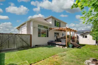 Fully fenced back yard. Storage shed
