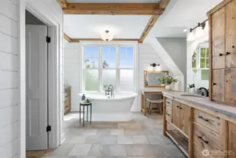 Primary bathroom with heated floors.