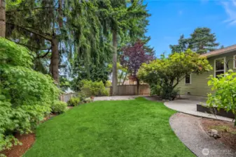 Plenty of place for play on this grassy lawn.
