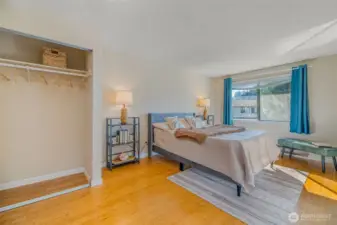 Bamboo flooring through the upper floor.