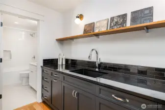 There is a full wet bar.