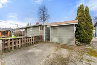 Parking is available in the rear of the home for two cars.