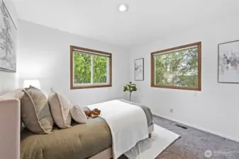 Bedroom #2 has windows that face north and west.