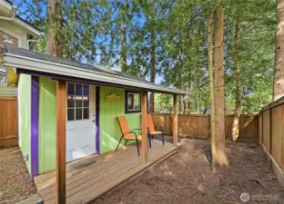 The studio in the backyard is insulated and has electricity.