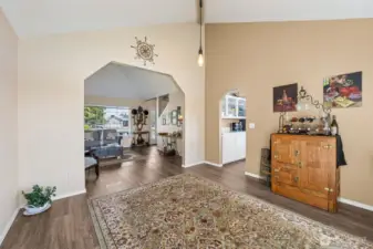 Dining room with vaulted ceiling