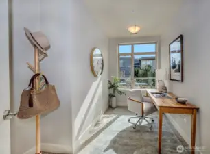 Private at home office bathed in sunshine.