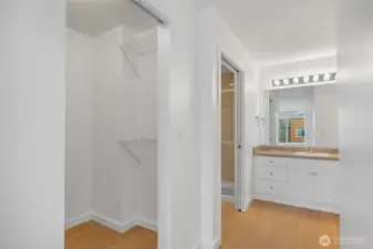 A 2nd closet with the room for storage and the water heater.