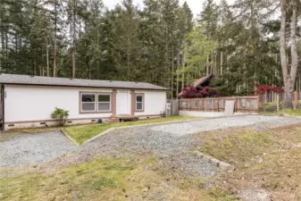 Tucked away at the end of Ocean View.  Treed acreage behind.  Gravel pad in front with electrical ran to it.