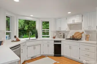 Natural light fills this kitchen- a cheerful plae to start your day