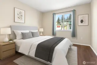 Primary bedroom, virtually staged