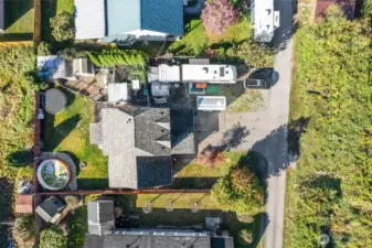 Aerial view of property with adjacent protected Wildlands across the street, providing ample privacy.