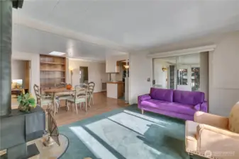 Living room with cozy wood stove ~