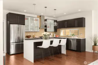 High End Kitchen with Large Eating Island